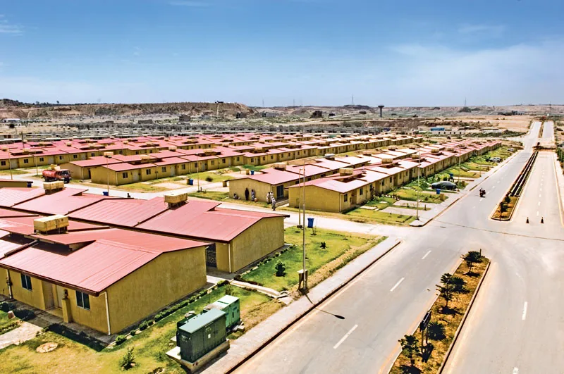 Enhanced archival aerial view of Awami Villas housing at Bahria Town Rawalpindi