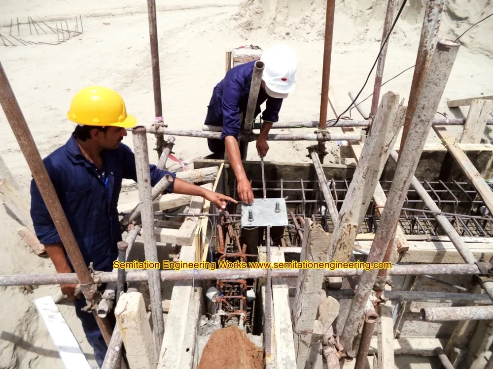 Company archive photograph of rebar reinforcement installation